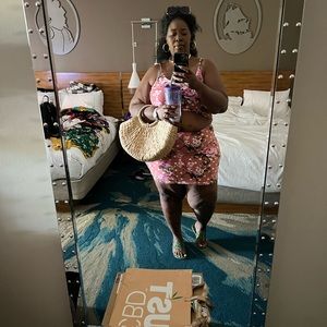 2Piece  plus size floral skirt set